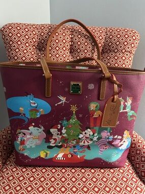 Dooney & Bourke Disney Berry Holiday Character Tote with Tan Handles XL